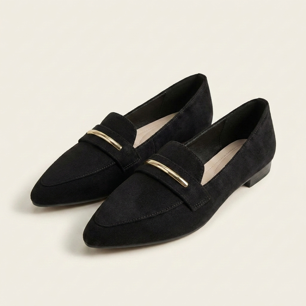 Sally | Pointed-Toe Loafer with Gold Bar Detail