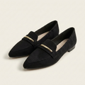 Sally | Pointed-Toe Loafer with Gold Bar Detail