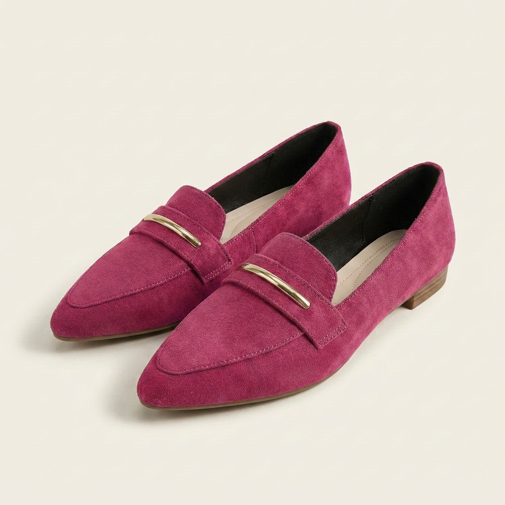 Sally | Pointed-Toe Loafer with Gold Bar Detail