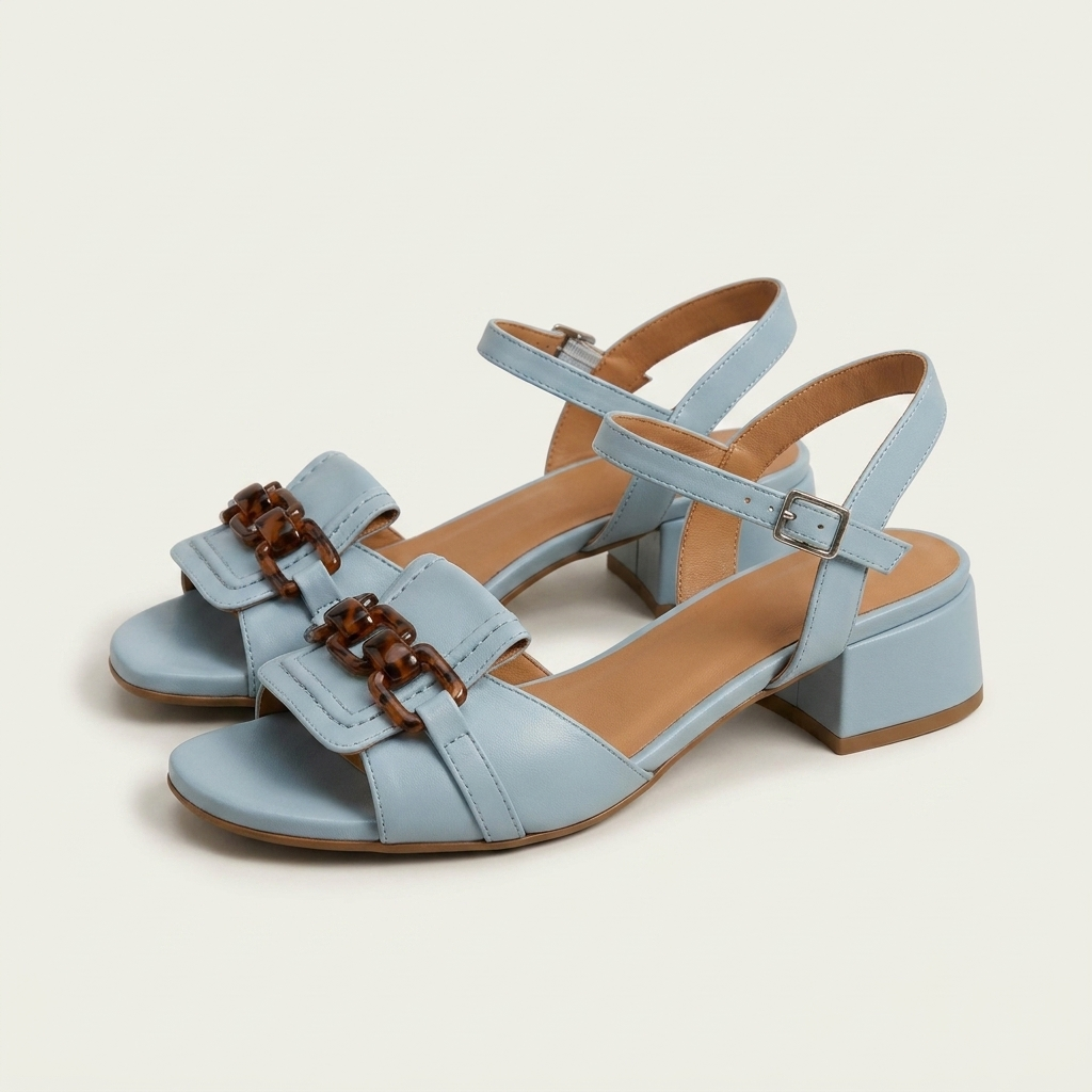 Leviana | Chain-Detail Ankle-Strap Block Heel Sandal