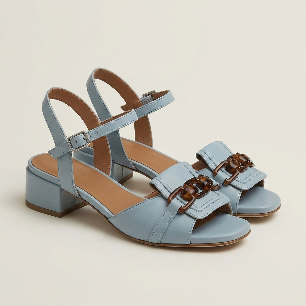 Leviana | Chain-Detail Ankle-Strap Block Heel Sandal