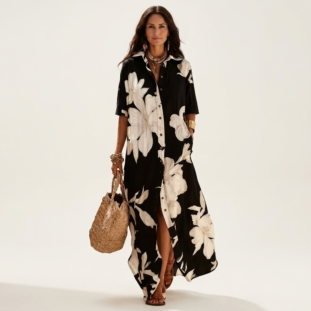 Lizzy | Floral Button-Front Shirt Maxi Dress