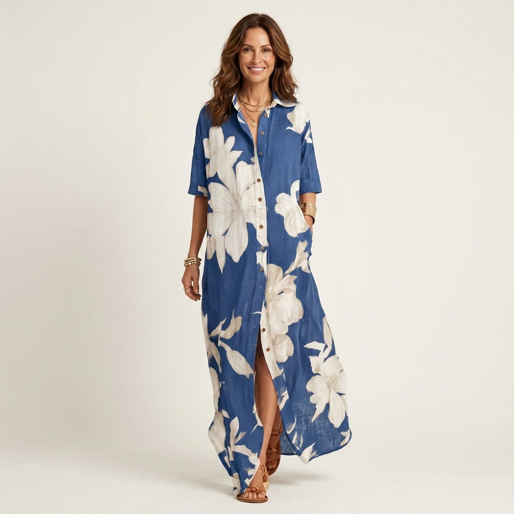 Lizzy | Floral Button-Front Shirt Maxi Dress