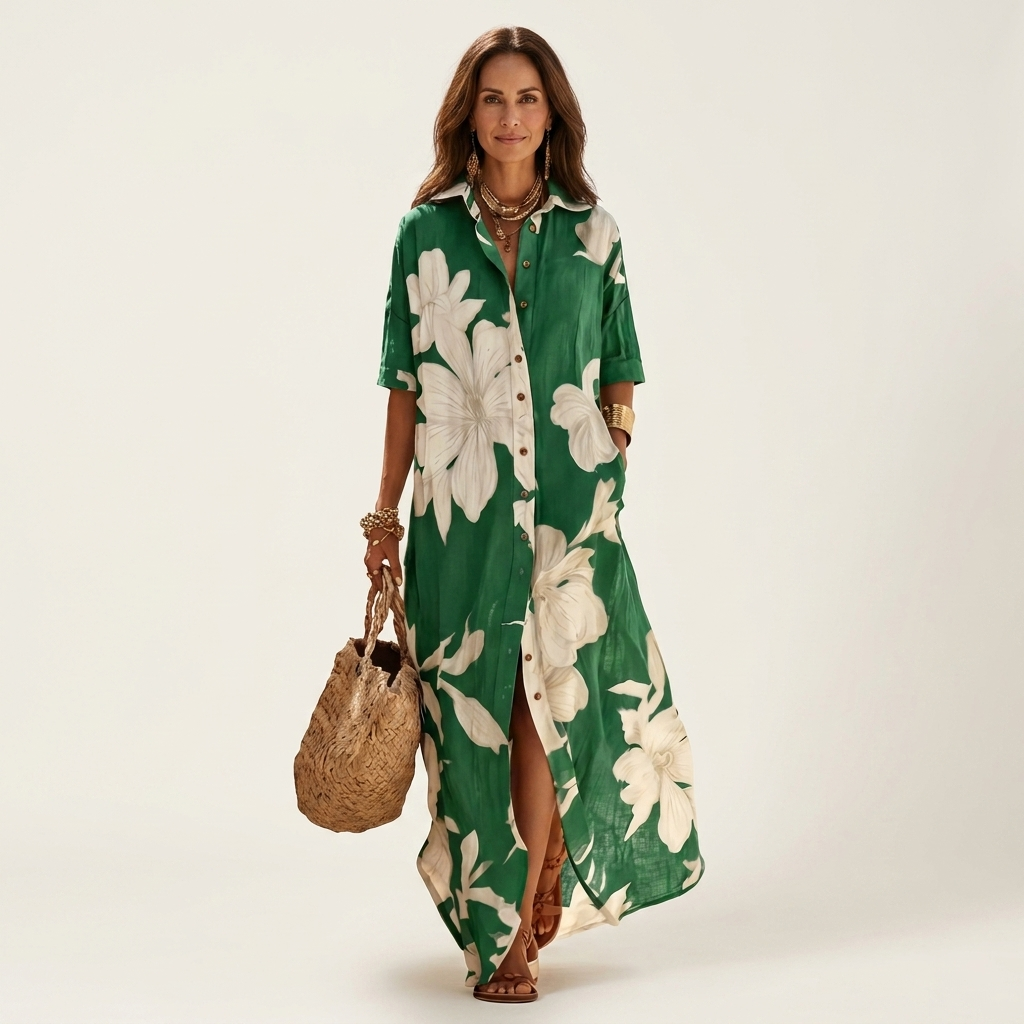 Lizzy | Floral Button-Front Shirt Maxi Dress