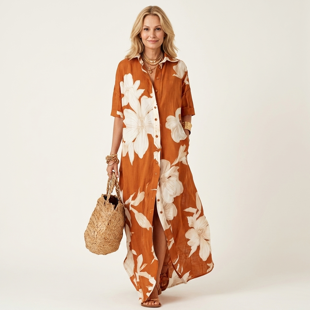 Lizzy | Floral Button-Front Shirt Maxi Dress