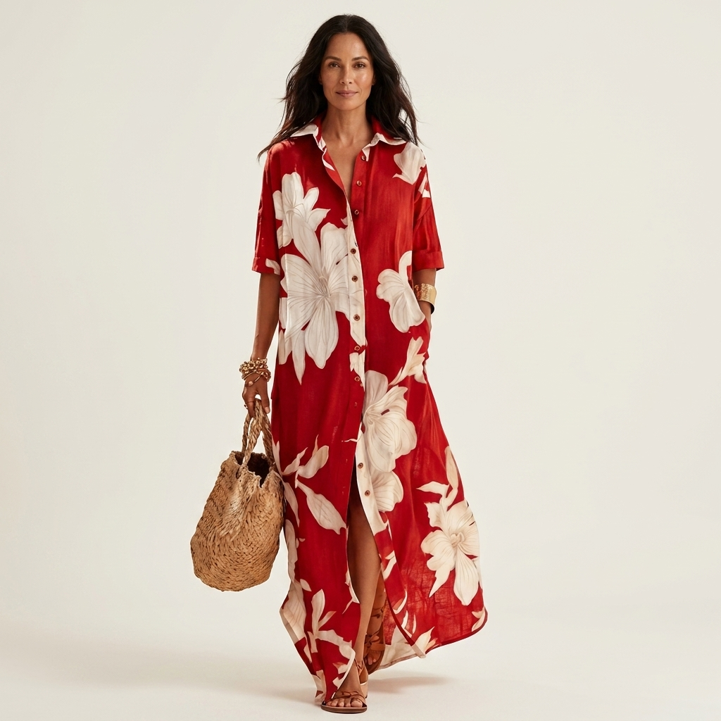 Lizzy | Floral Button-Front Shirt Maxi Dress