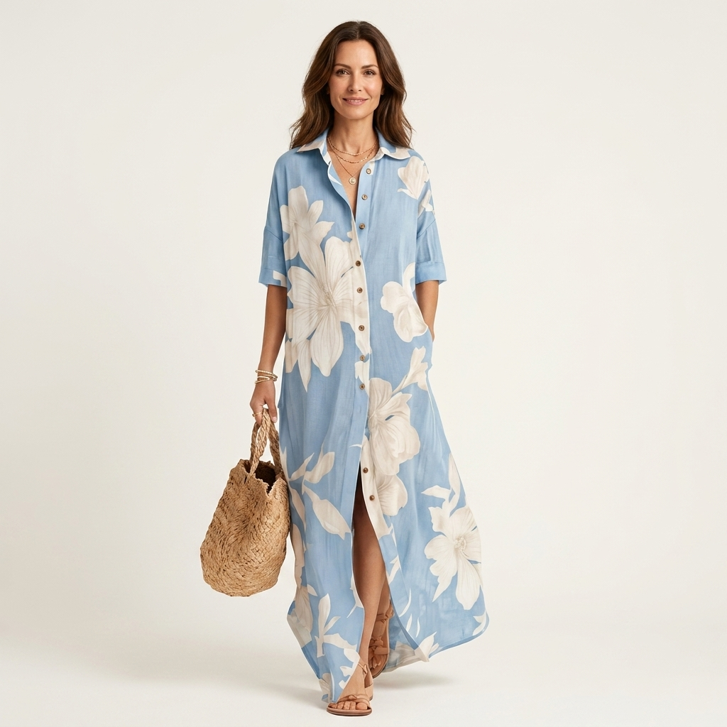 Lizzy | Floral Button-Front Shirt Maxi Dress