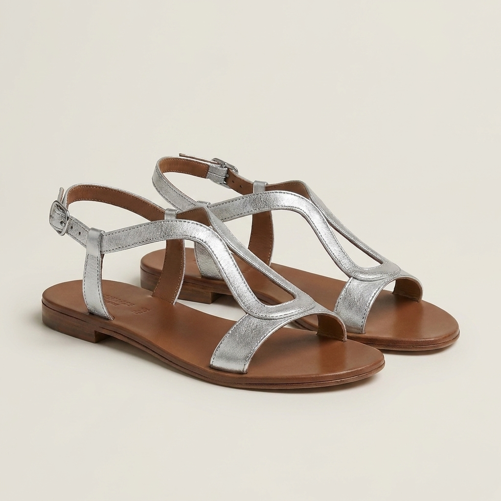 Lumina | Metallic T-Strap Flat Sandal