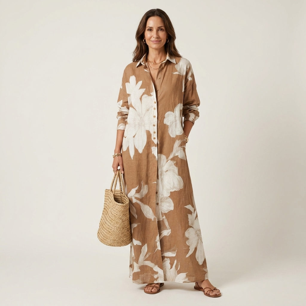 Lizzy | Floral Button-Front Shirt Maxi Dress