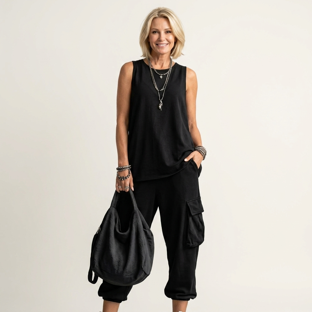 Zenara | Sleeveless Tank & Cargo Capri Two-Piece Set