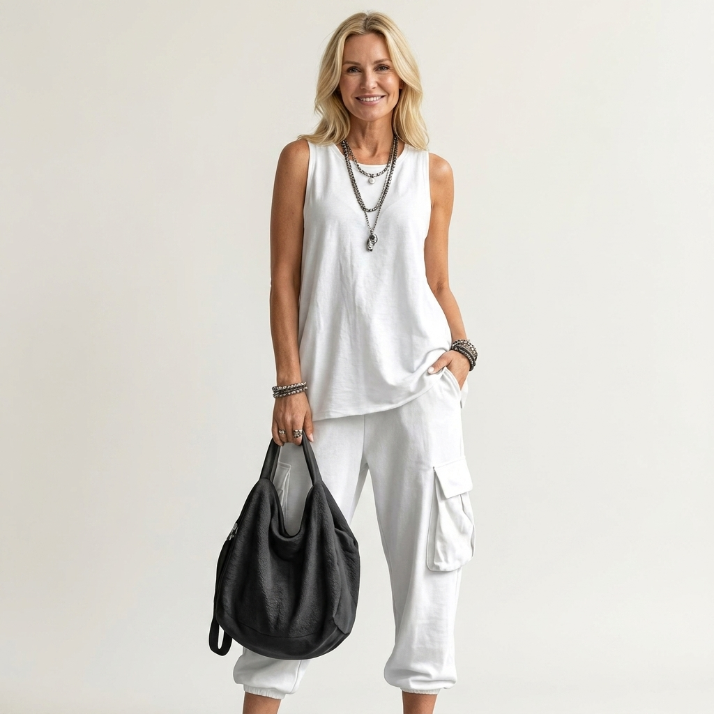 Zenara | Sleeveless Tank & Cargo Capri Two-Piece Set