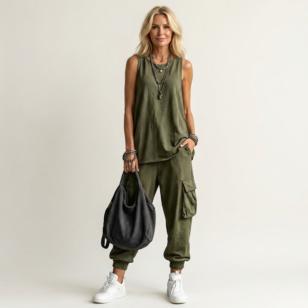 Zenara | Sleeveless Tank & Cargo Capri Two-Piece Set