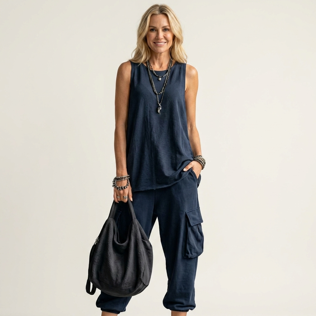 Zenara | Sleeveless Tank & Cargo Capri Two-Piece Set