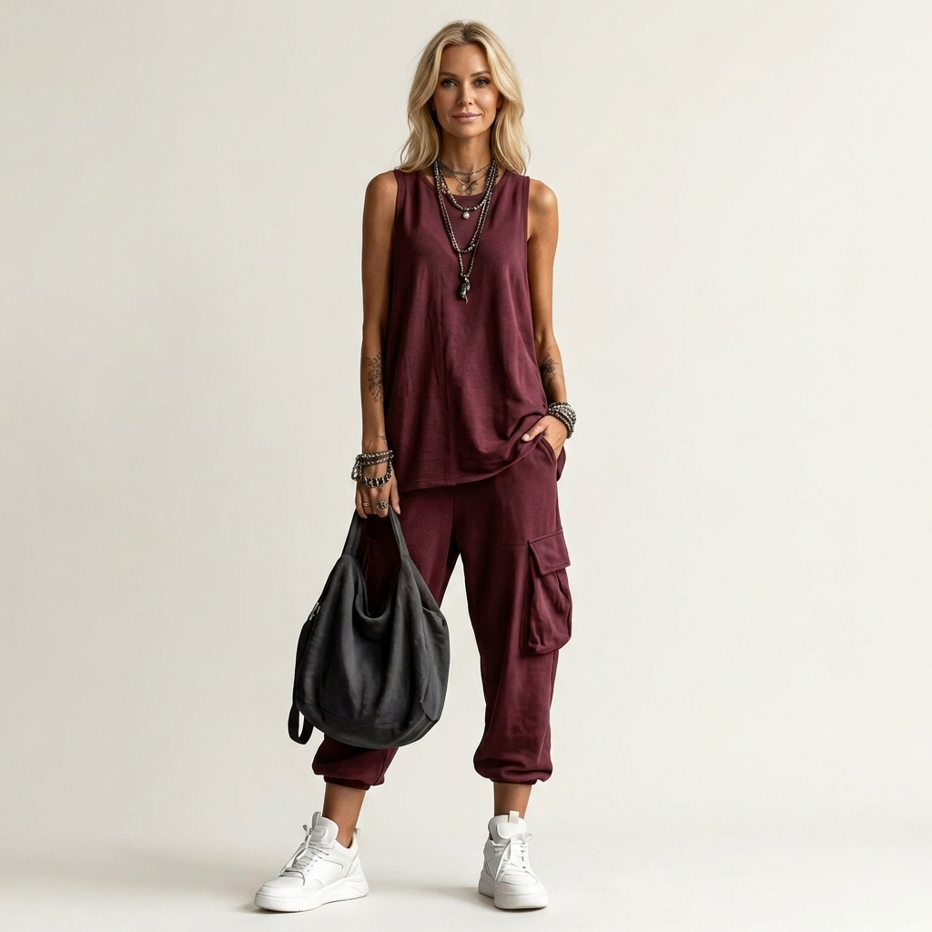 Zenara | Sleeveless Tank & Cargo Capri Two-Piece Set