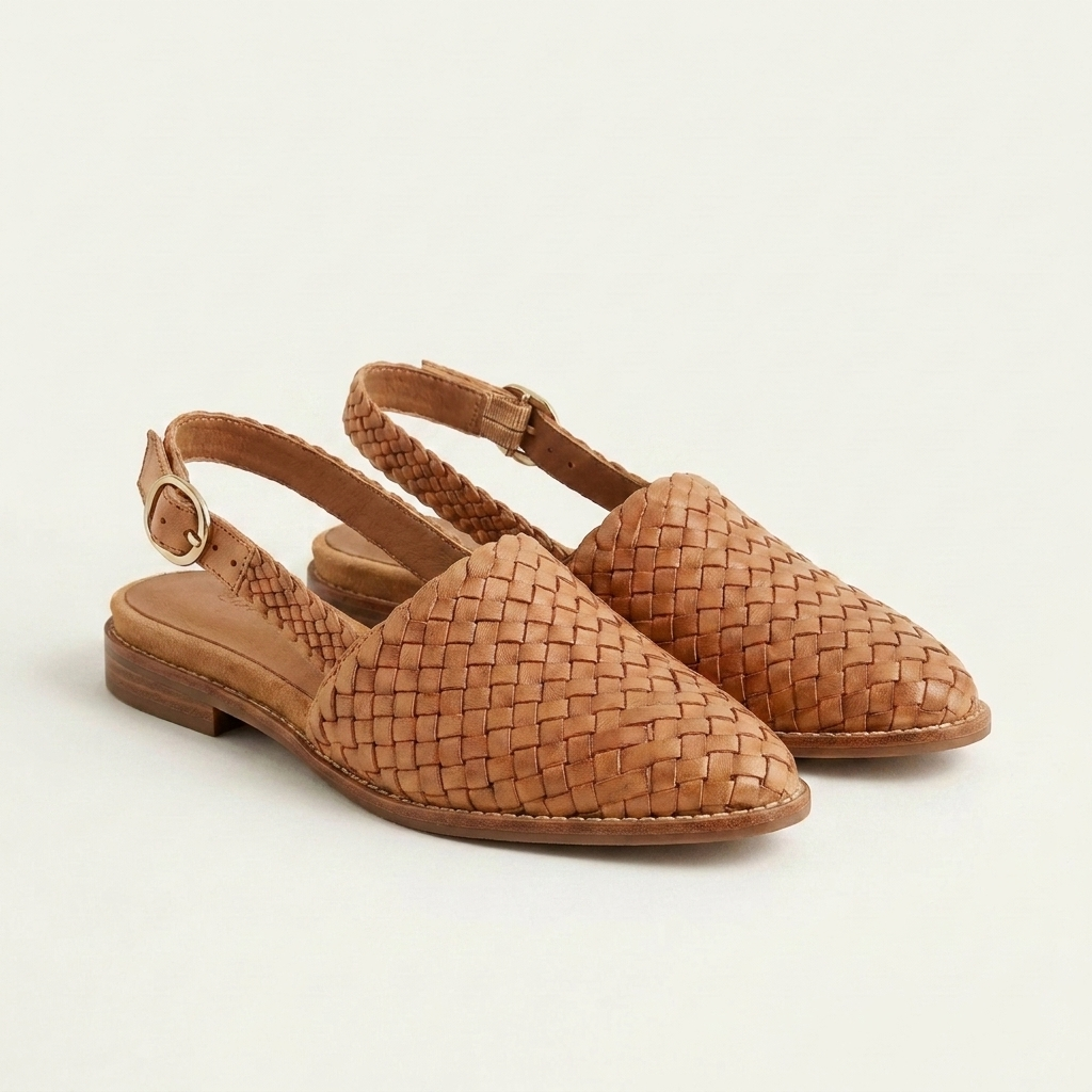 Donnatella | Woven Leather Pointed-Toe Slingback Loafer