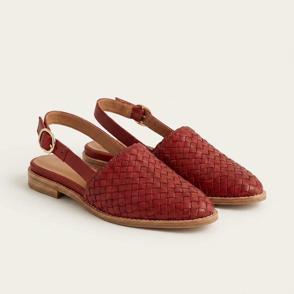 Donnatella | Woven Leather Pointed-Toe Slingback Loafer