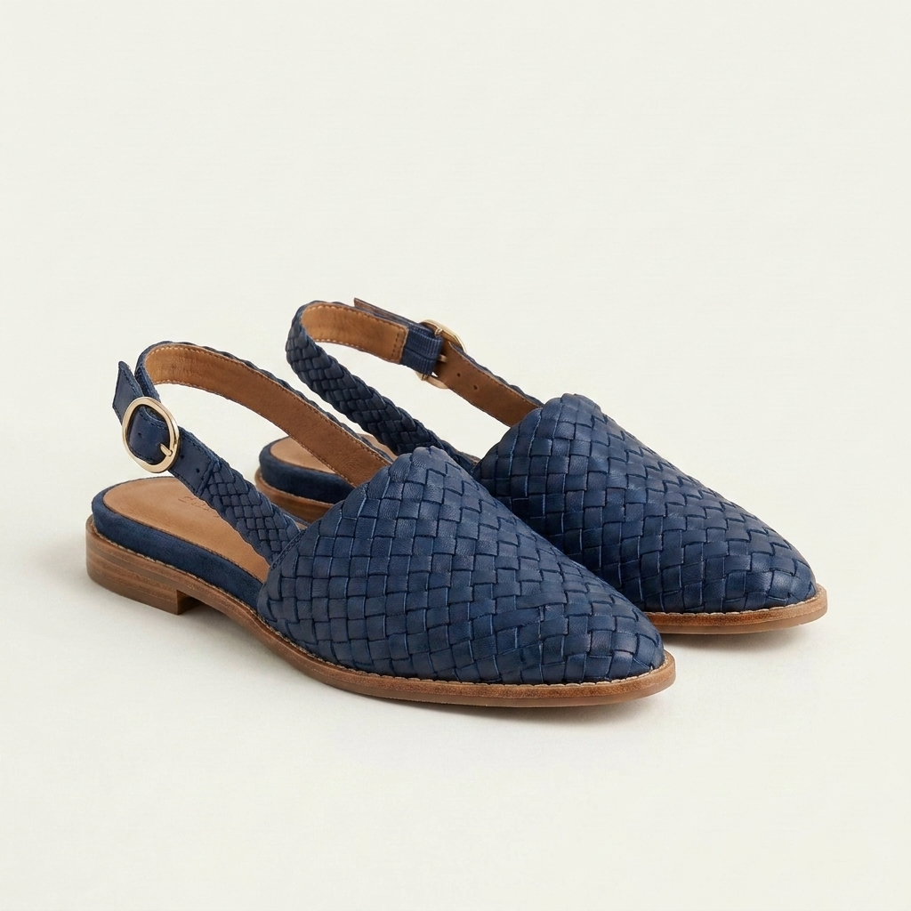 Donnatella | Woven Leather Pointed-Toe Slingback Loafer