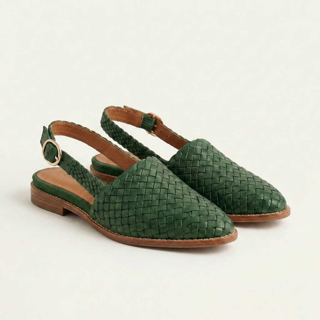 Donnatella | Woven Leather Pointed-Toe Slingback Loafer