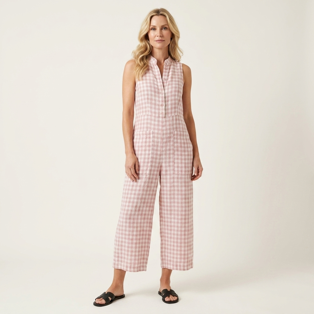 Jessabel | Gingham Button-Front Balloon-Leg Jumpsuit