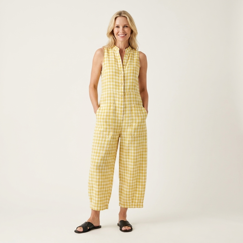 Jessabel | Gingham Button-Front Balloon-Leg Jumpsuit