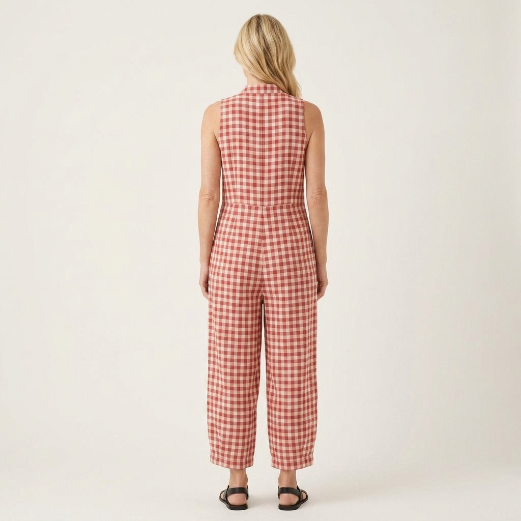 Jessabel | Gingham Button-Front Balloon-Leg Jumpsuit