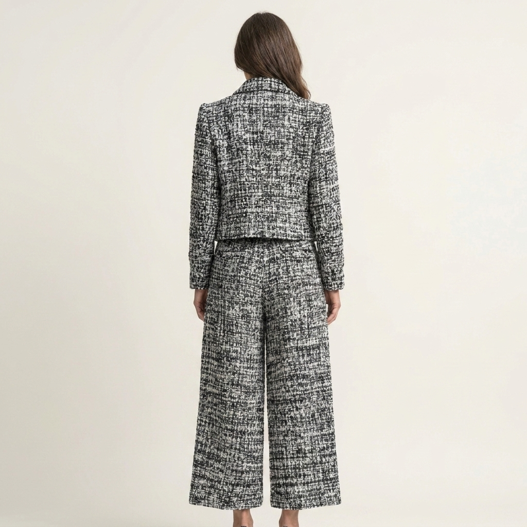 Rose | Cropped Tweed Jacket & Wide-Leg Pant Two-Piece Set