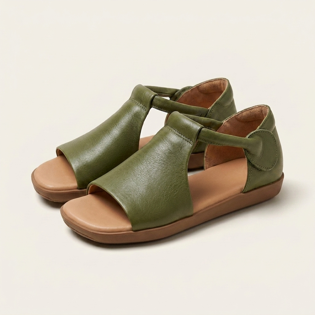 Natalie | Handmade Open-Toe T-Strap Flat Sandal