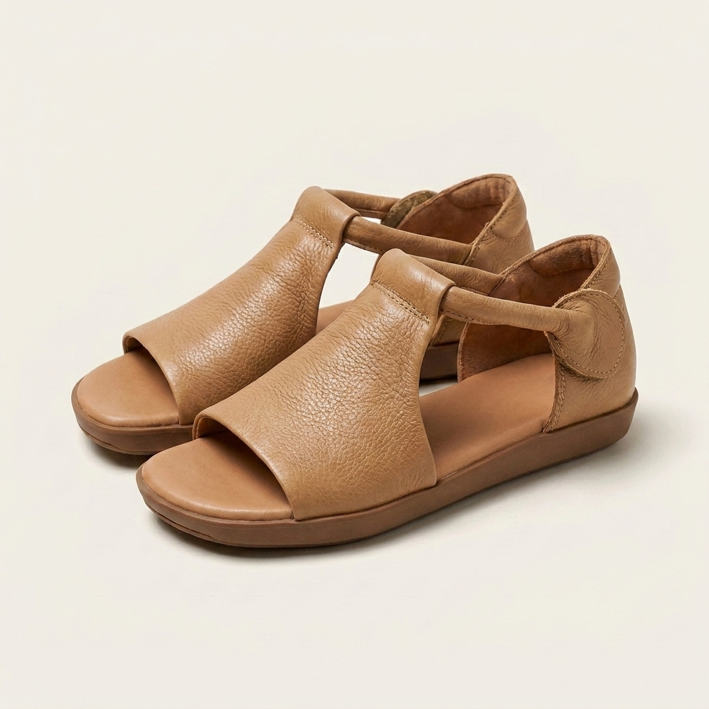 Natalie | Handmade Open-Toe T-Strap Flat Sandal