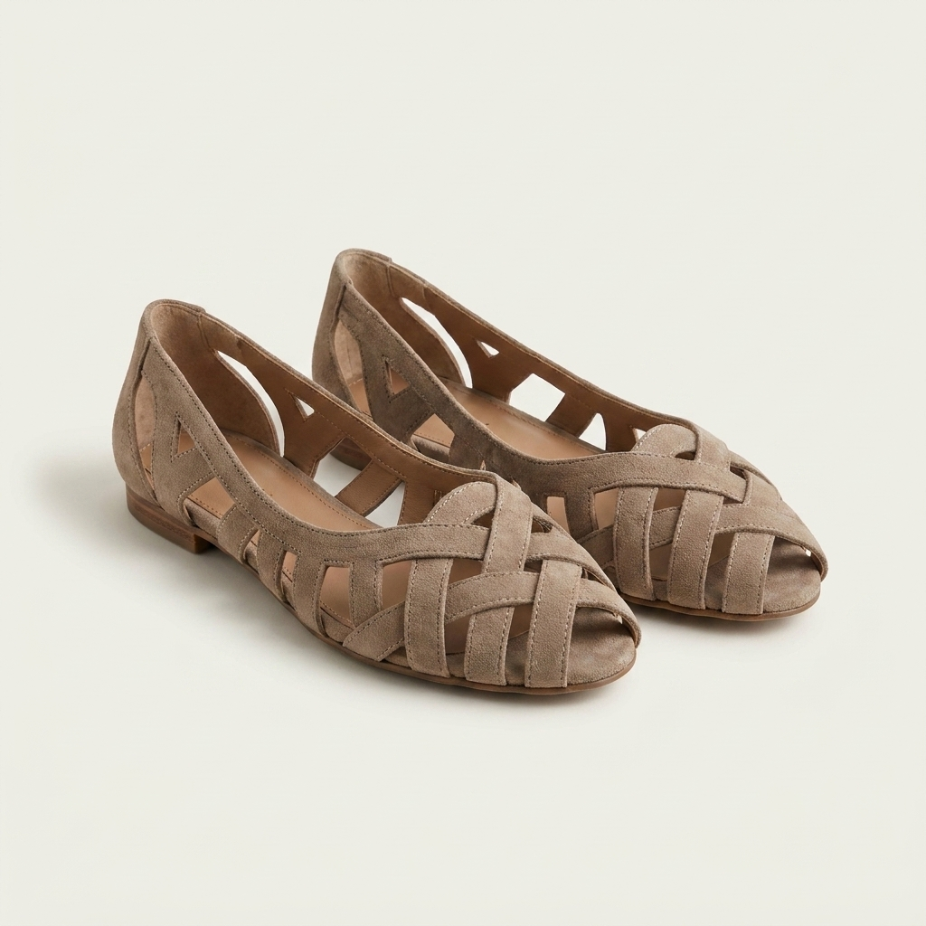 Natasha | Woven Crisscross Peep-Toe Flat