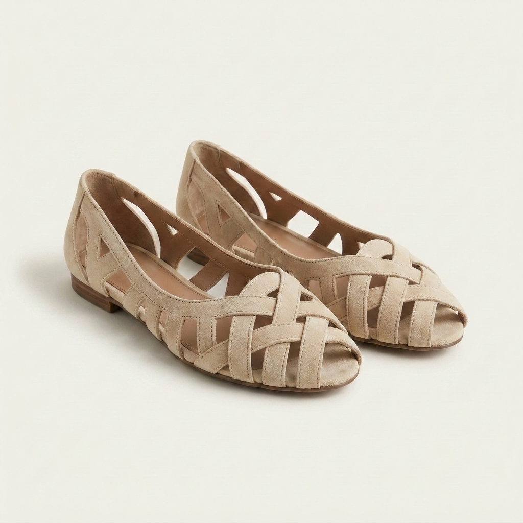 Natasha | Woven Crisscross Peep-Toe Flat