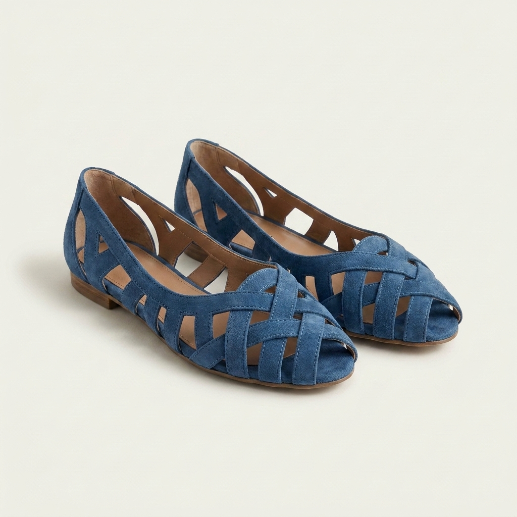 Natasha | Woven Crisscross Peep-Toe Flat