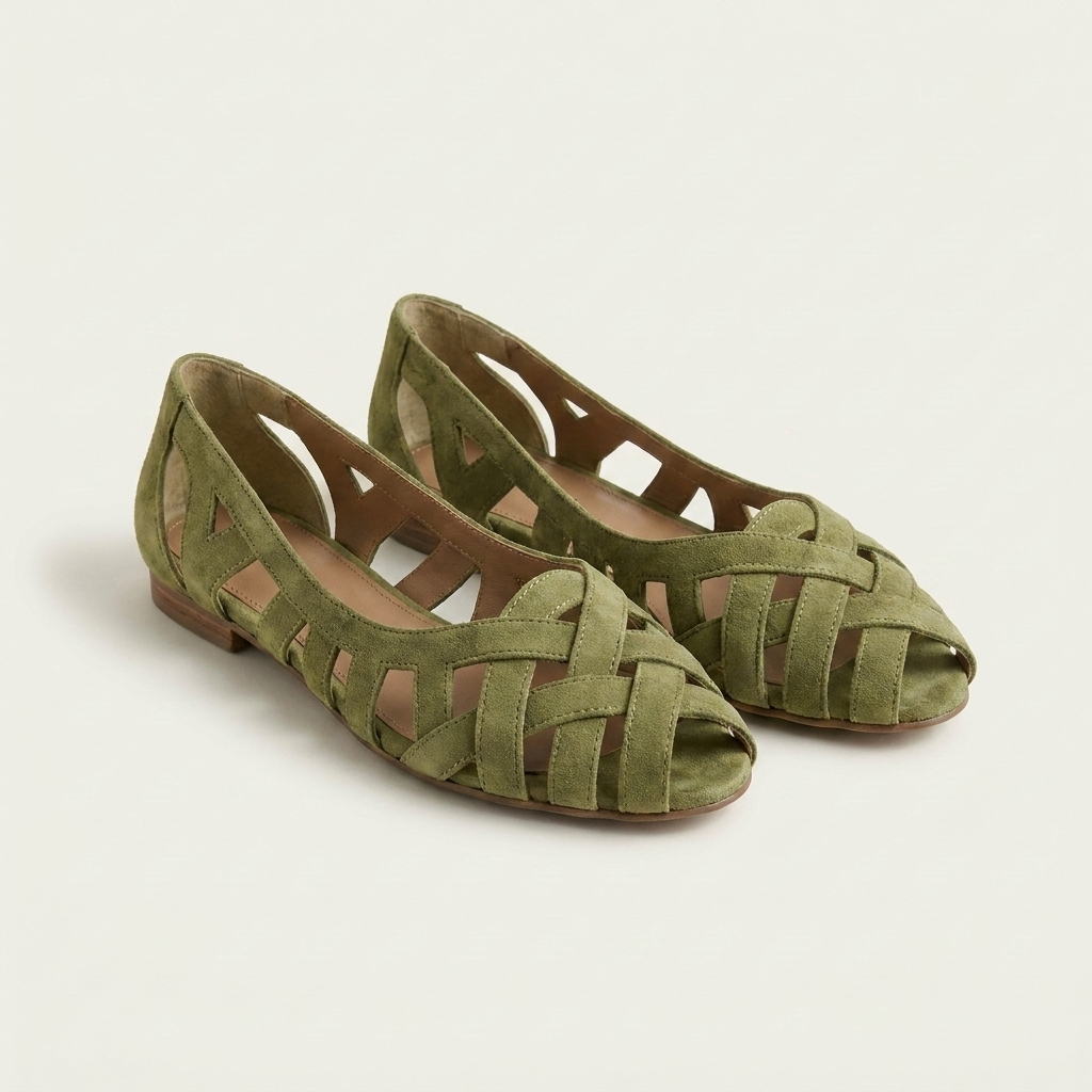 Natasha | Woven Crisscross Peep-Toe Flat
