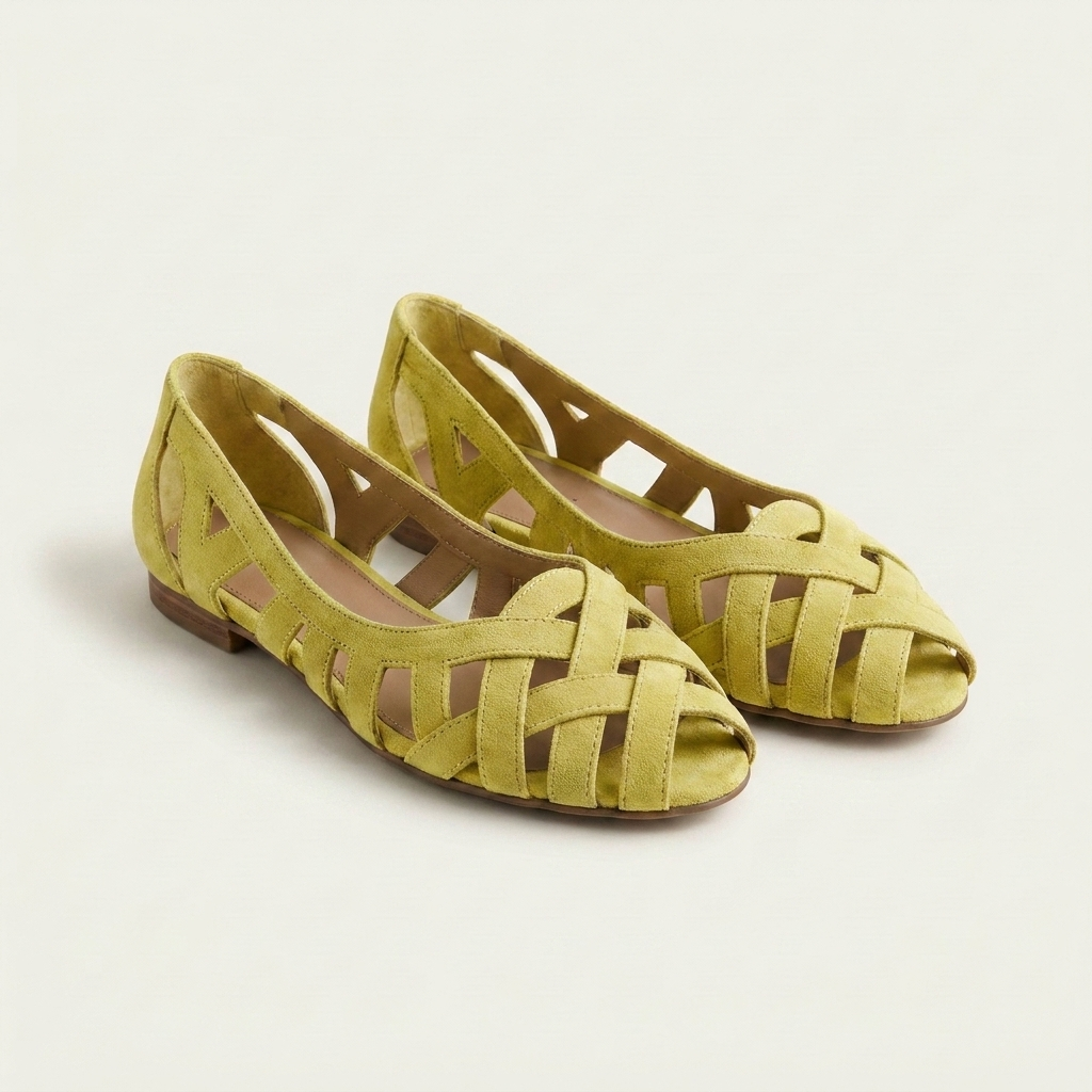 Natasha | Woven Crisscross Peep-Toe Flat