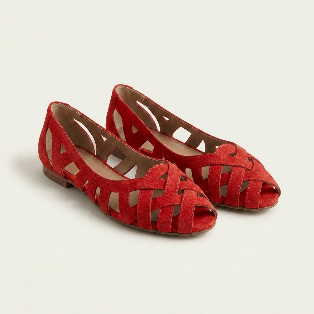 Natasha | Woven Crisscross Peep-Toe Flat