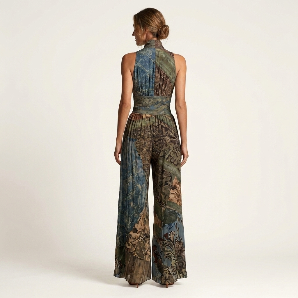 Tevrane | Pleated Wide-Leg Jumpsuit