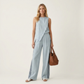 Fiara | Asymmetric Button Tank & Wide-Leg Pant Set