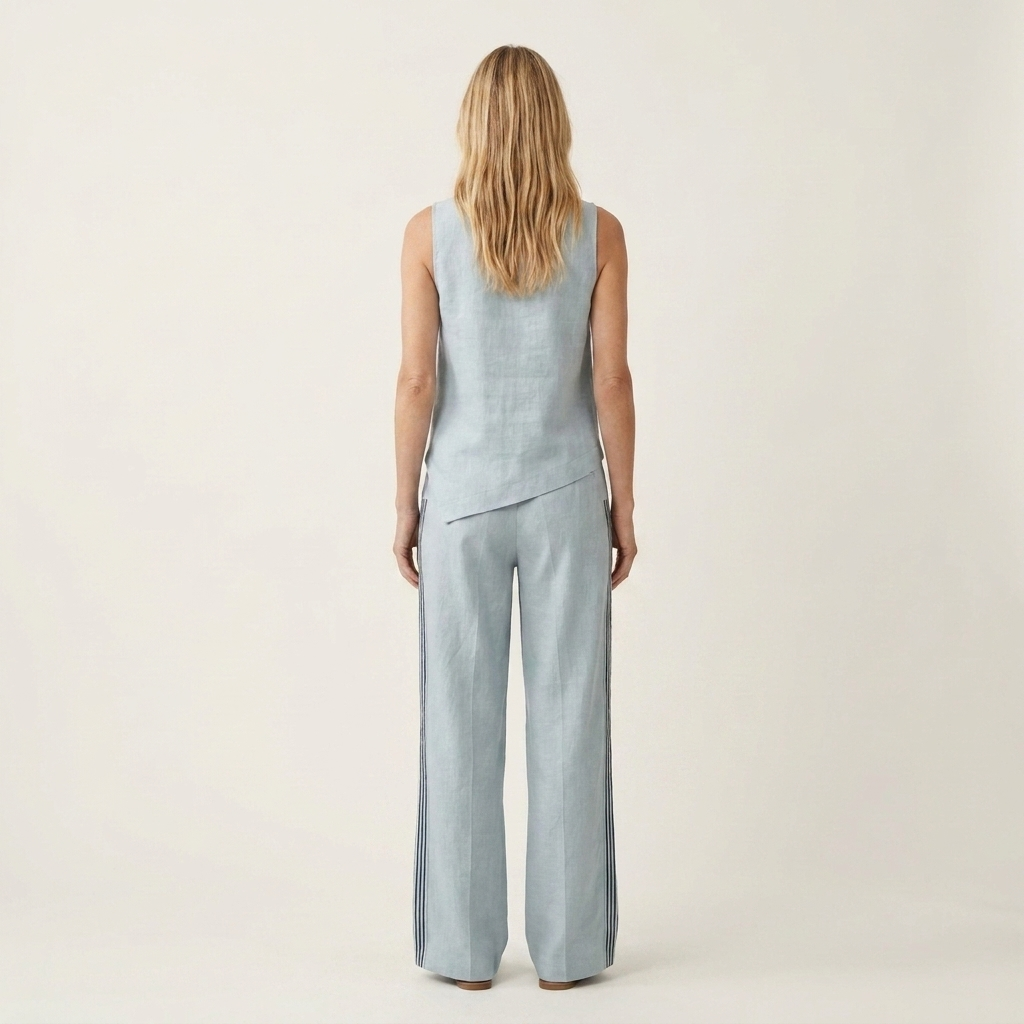 Fiara | Asymmetric Button Tank & Wide-Leg Pant Set