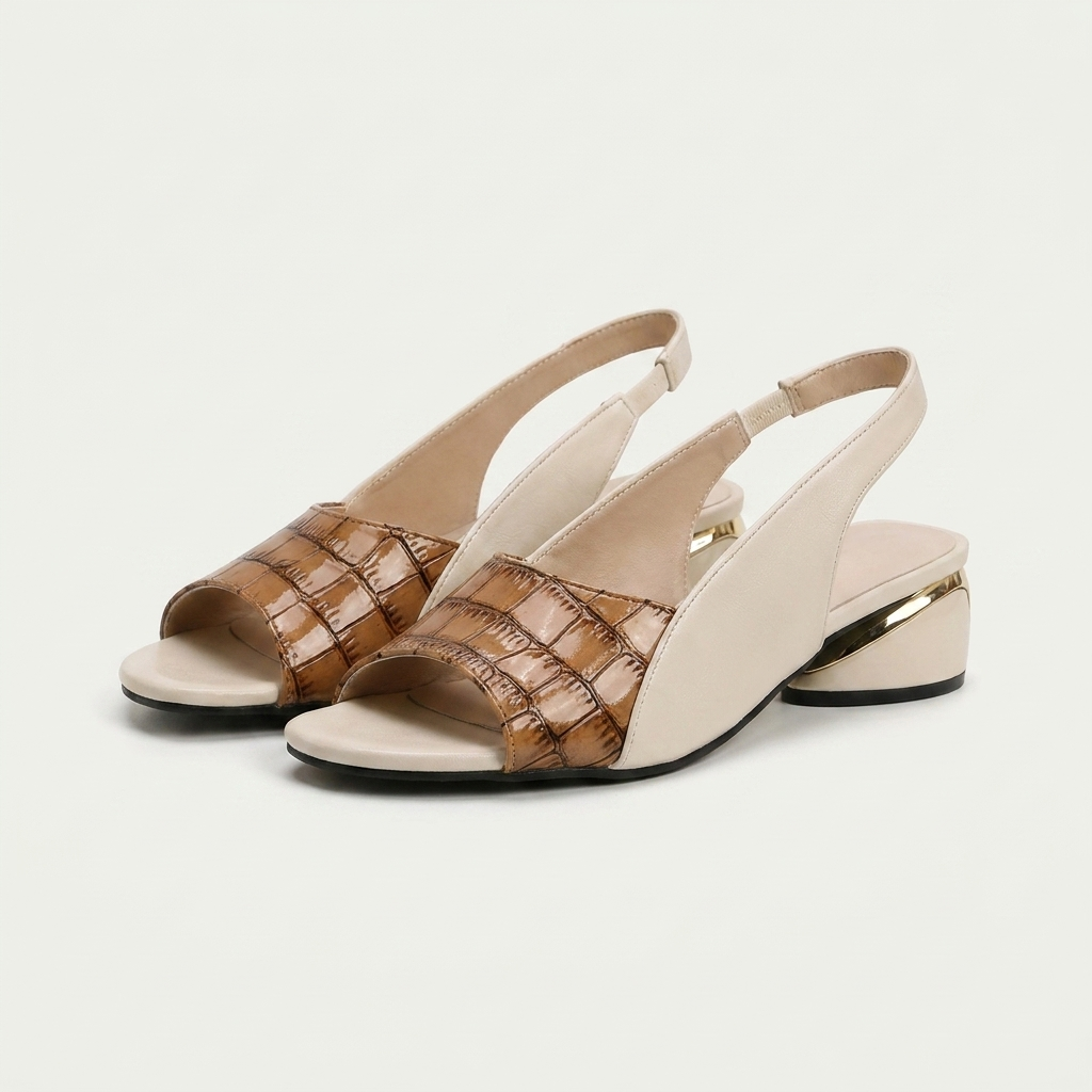 Rosalie | Two-Tone Slingback Block Heel Sandal