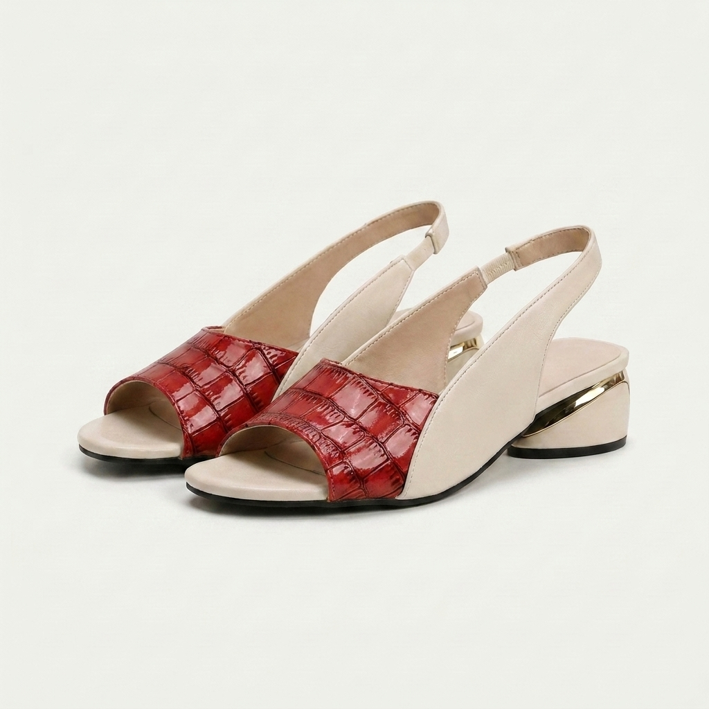 Rosalie | Two-Tone Slingback Block Heel Sandal