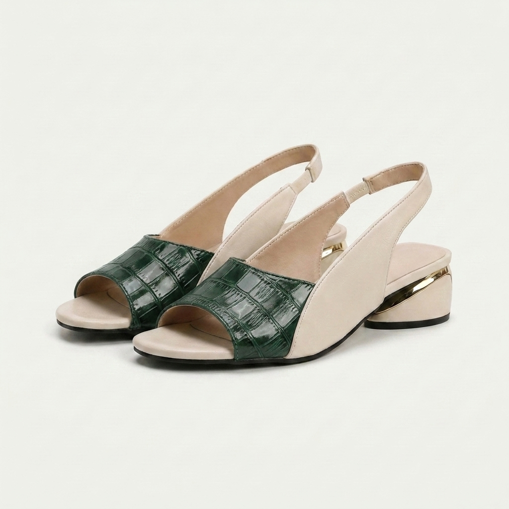Rosalie | Two-Tone Slingback Block Heel Sandal