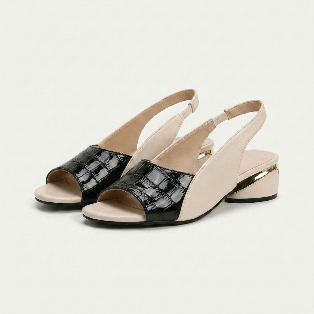 Rosalie | Two-Tone Slingback Block Heel Sandal
