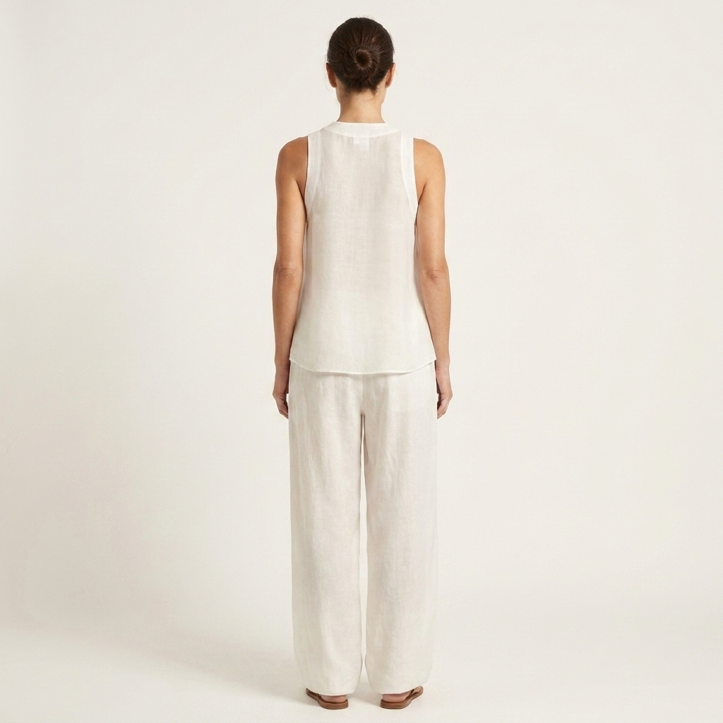 Arianella | Sheer Tank & Drawstring Wide-Leg Pant Set