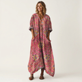 Remi | Notch Neck Printed Oversized Pocket Midi Dress 4