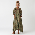 Remi | Notch Neck Printed Oversized Pocket Midi Dress 8