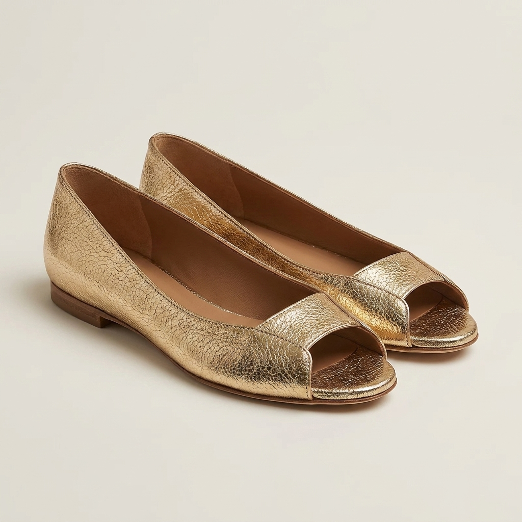 Servanie | Metallic Open-Toe Flat Sandal