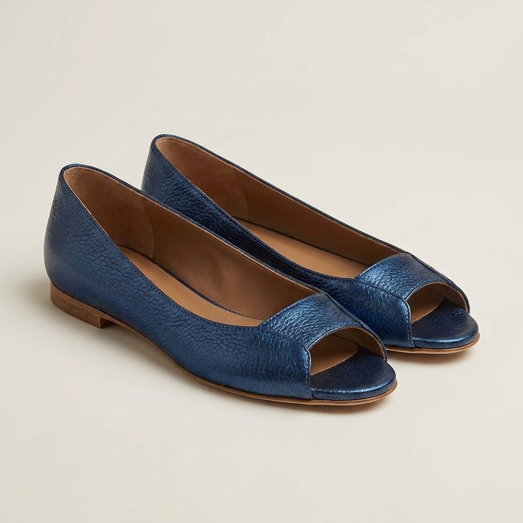 Servanie | Metallic Open-Toe Flat Sandal