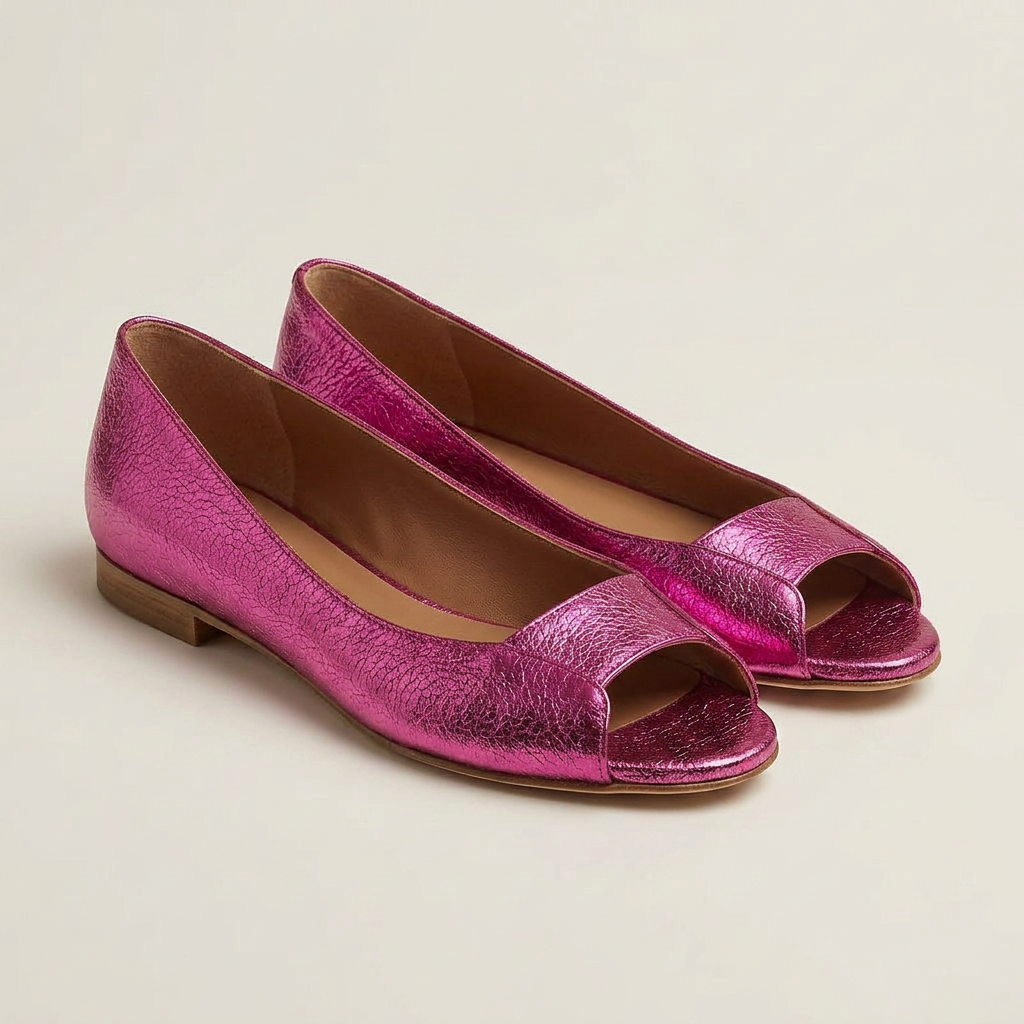 Servanie | Metallic Open-Toe Flat Sandal