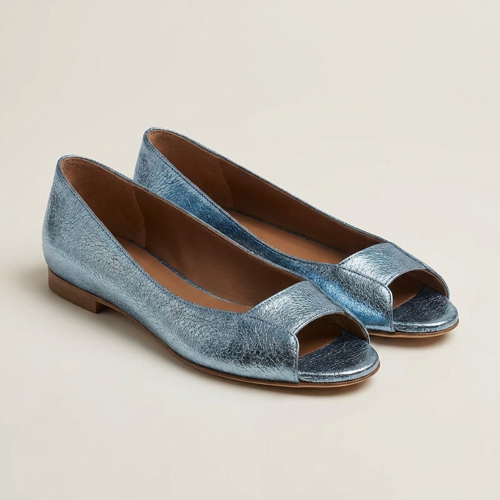Servanie | Metallic Open-Toe Flat Sandal