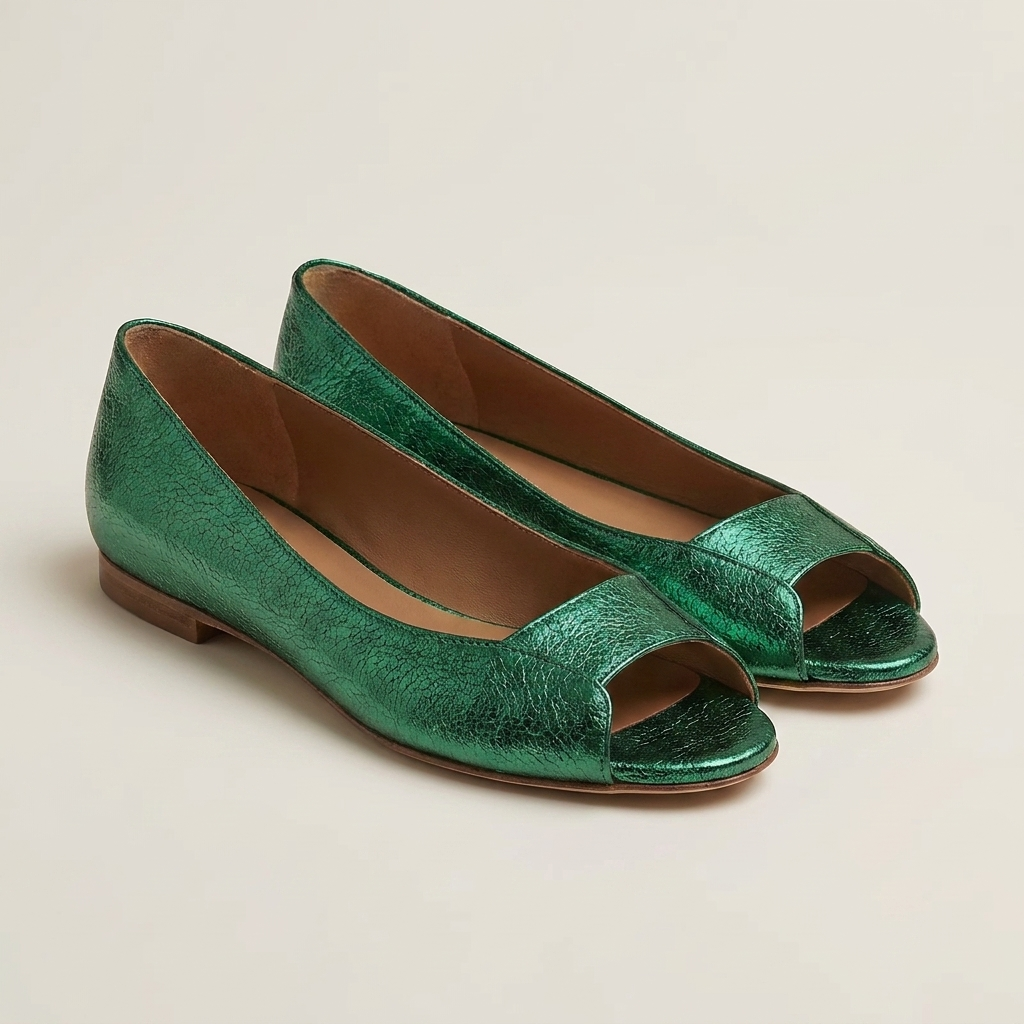 Servanie | Metallic Open-Toe Flat Sandal