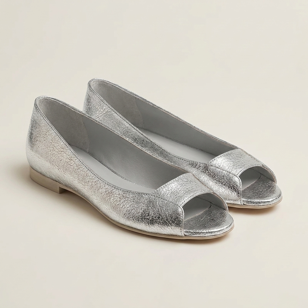 Servanie | Metallic Open-Toe Flat Sandal